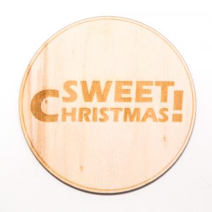 Untersetzer SWEET aus Pappelholz, rund "Sweet Christmas!"